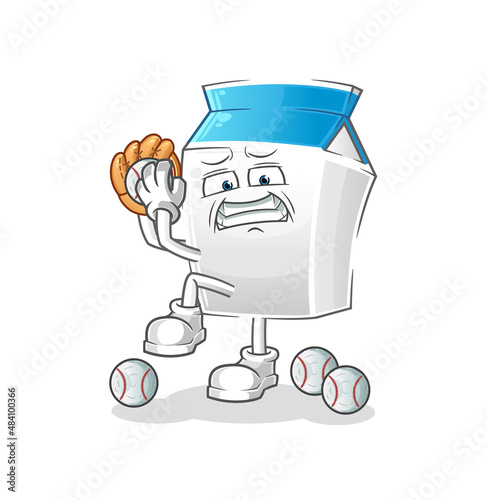 milk baseball pitcher cartoon. cartoon mascot vector photo