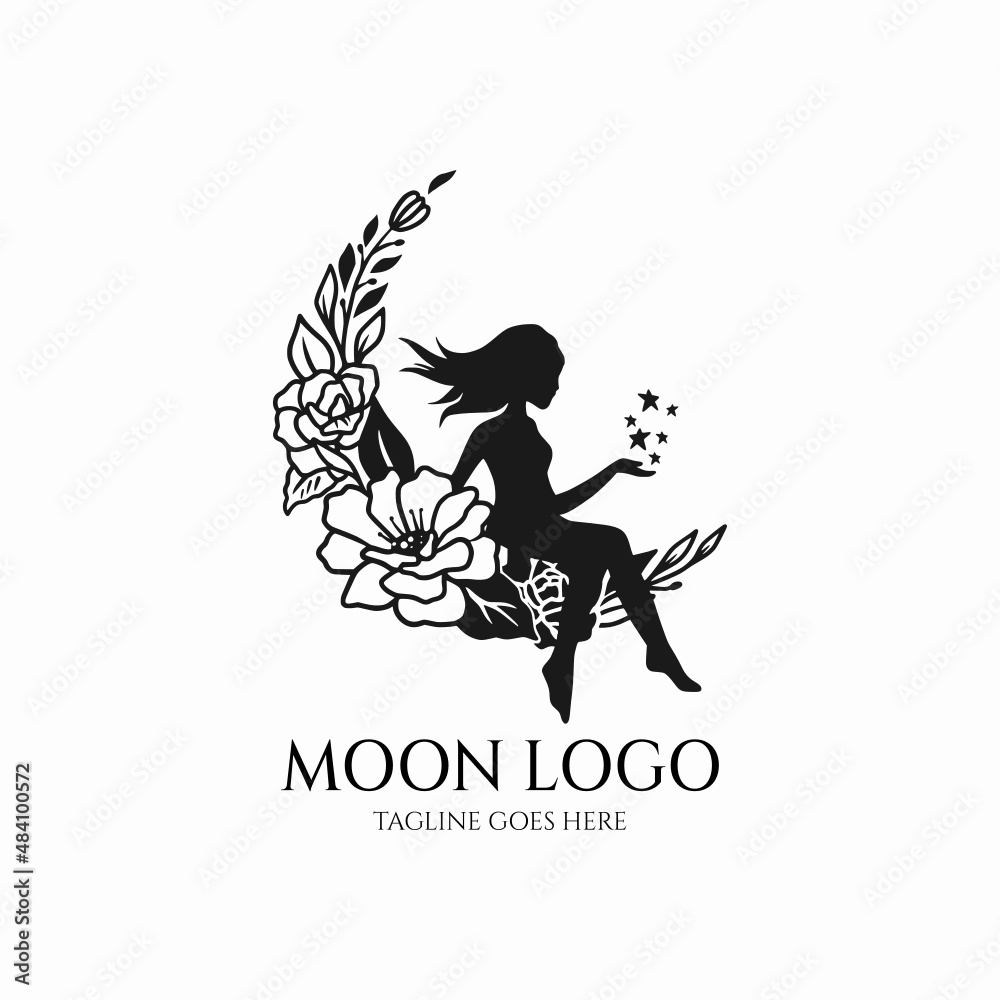 Fototapeta premium Crescent moon logo svg