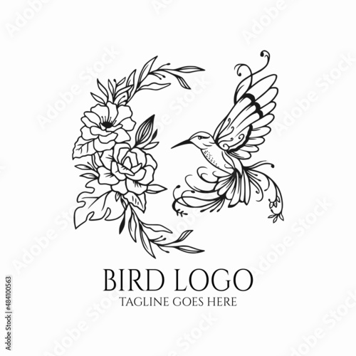 Hummingbird floral logo