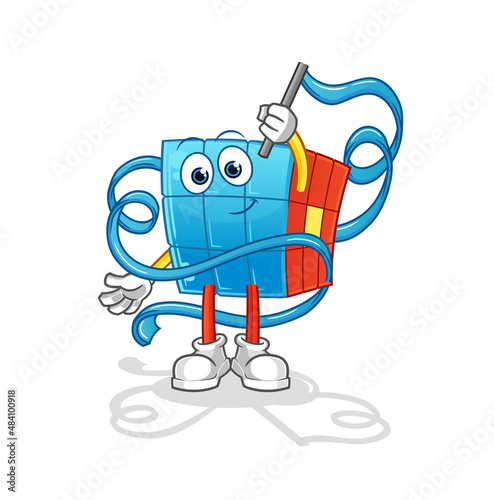 Rubik's Cube Rhythmic Gymnastics mascot. cartoon vector