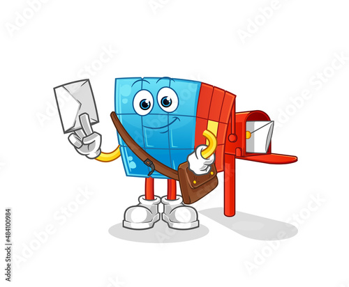Rubik's Cube postman vector. cartoon character
