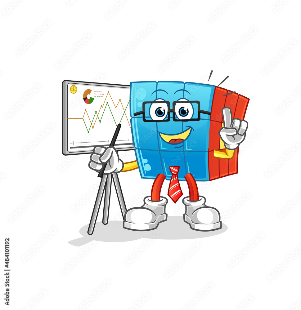Obraz premium Rubik's Cube marketing character. cartoon mascot vector