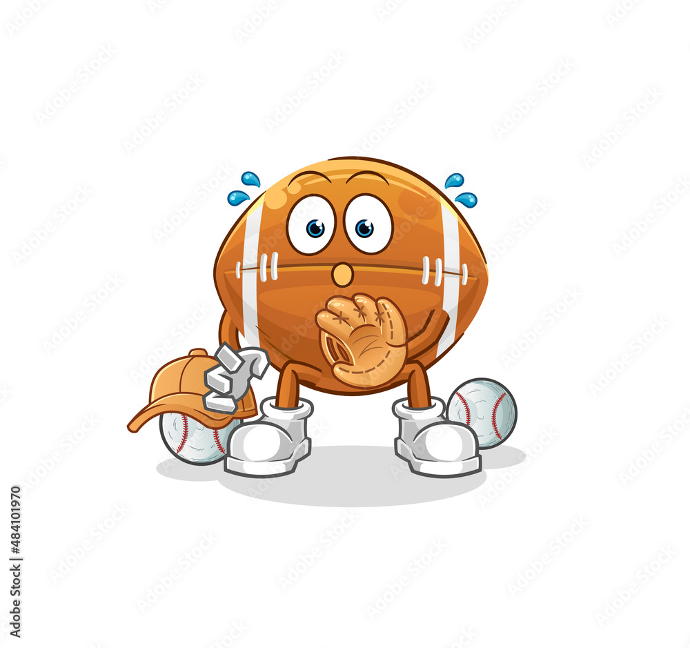 rugby ball baseball Catcher cartoon. cartoon mascot vector