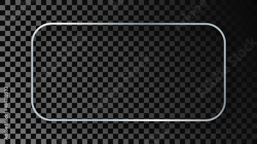 Silver glowing rounded rectangular frame with shadow