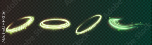 Light green Twirl. Curve light effect of green line. Luminous green circle. Light green pedistal, podium, platform, table. Vector PNG. Vector illustration