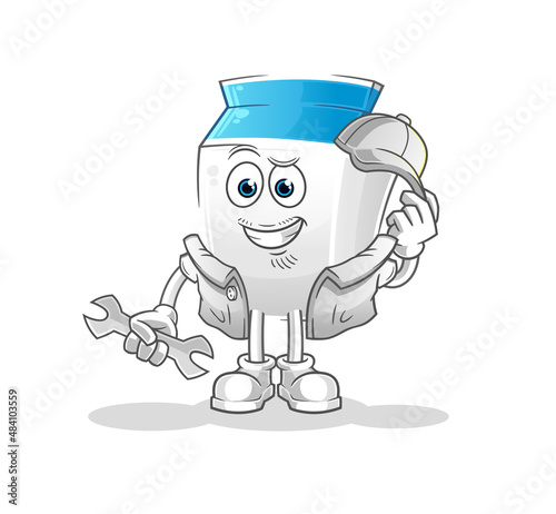 milk mechanic cartoon. cartoon mascot vector