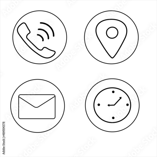 set icons phone mail location and opening hours