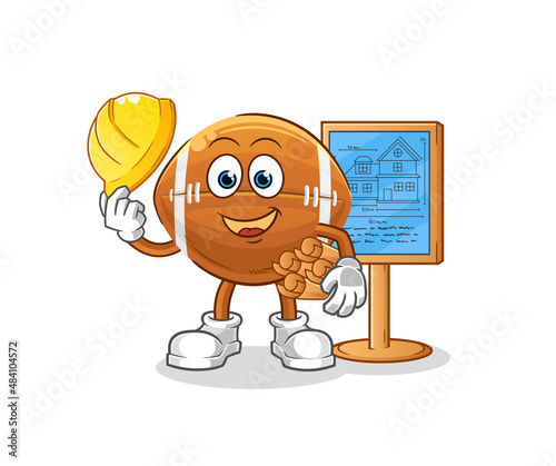 rugby ball Architect illustration. character vector