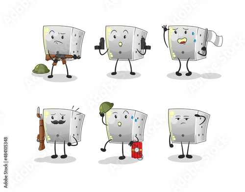 dice troops character. cartoon mascot vector