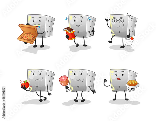 dice food set character. cartoon mascot vector
