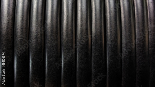 close up of black leather fabric texture for background