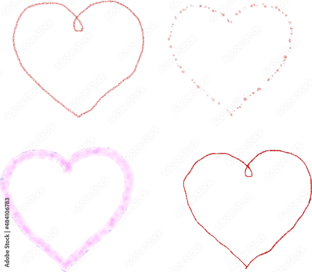 hearts set hand drawn vector
