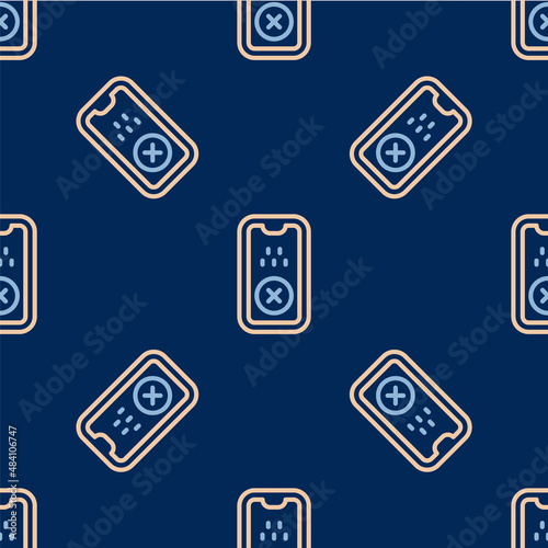 Line Taxi mobile app icon isolated seamless pattern on blue background. Mobile application taxi. Vector