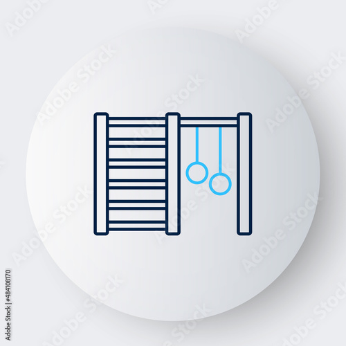 Line Wooden Swedish wall icon isolated on white background. Swedish stairs. Colorful outline concept. Vector