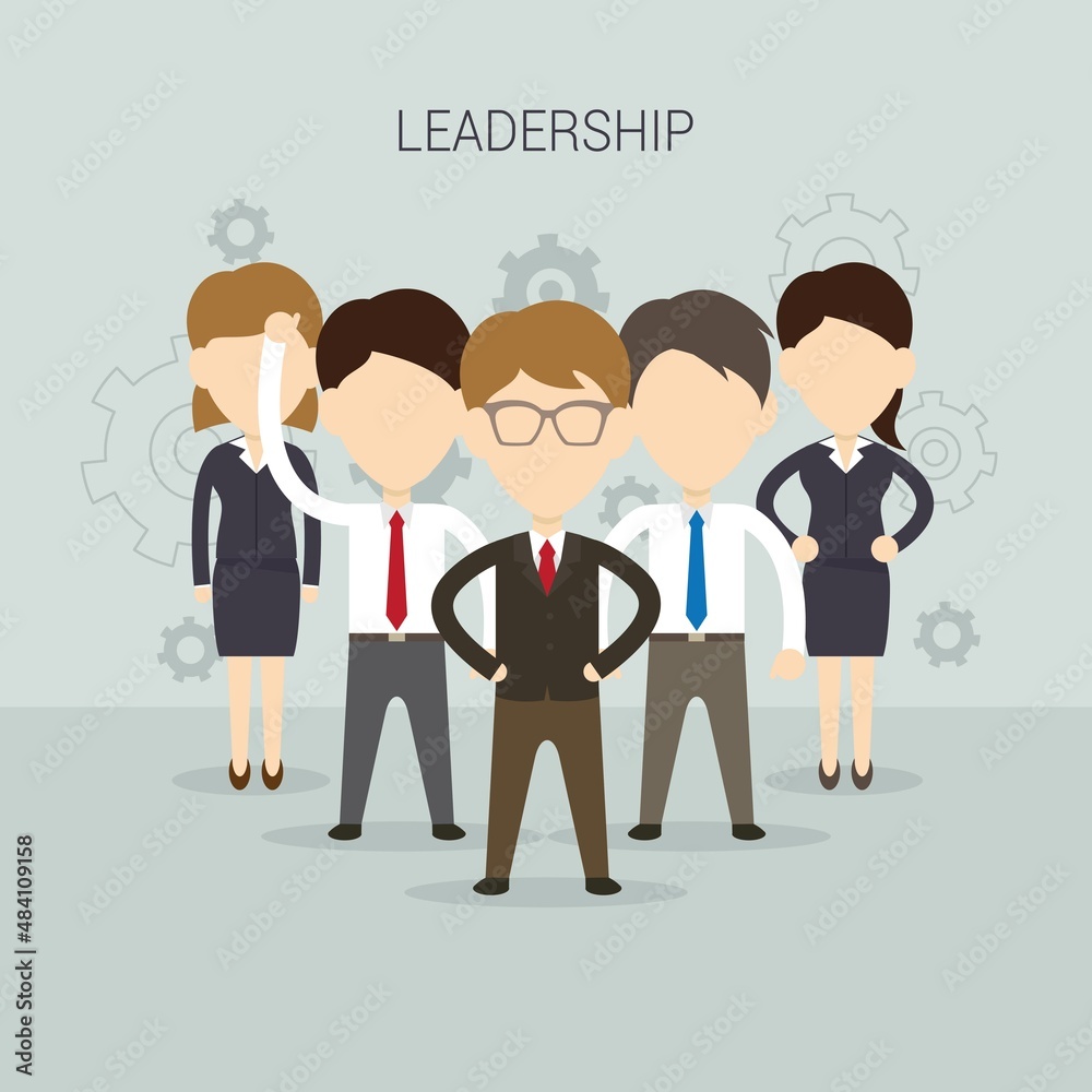 Vector illustration of leadership concept typography lettering with line icon Vector illustration of leadership concept typography lettering with line icon