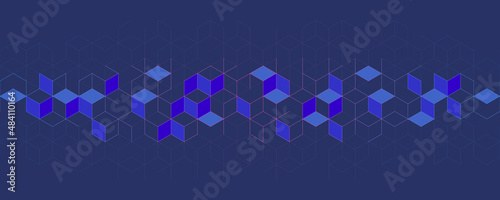 Abstract geometric background with isometric digital blocks