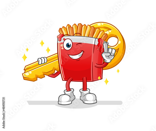 French fries carry the key mascot. cartoon vector