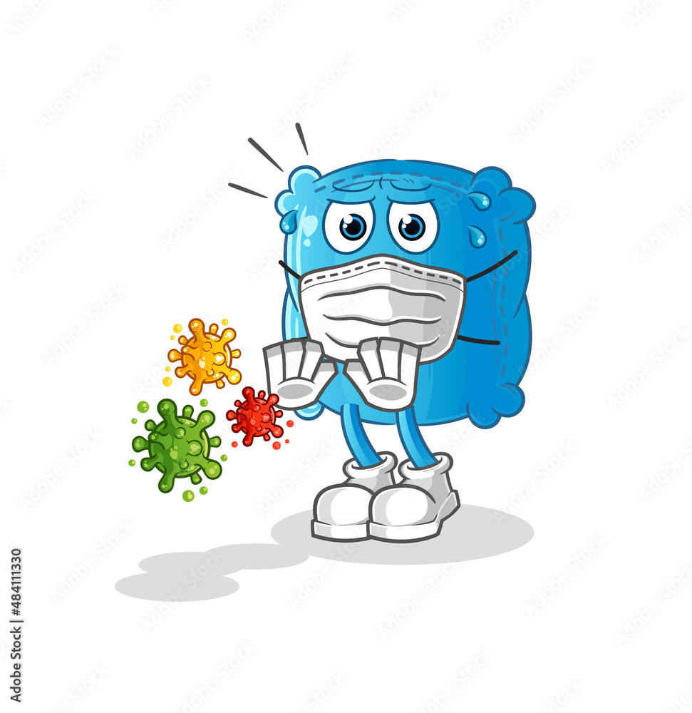 pillow refuse viruses cartoon. cartoon mascot vector pillow refuse viruses cartoon. cartoon mascot vector