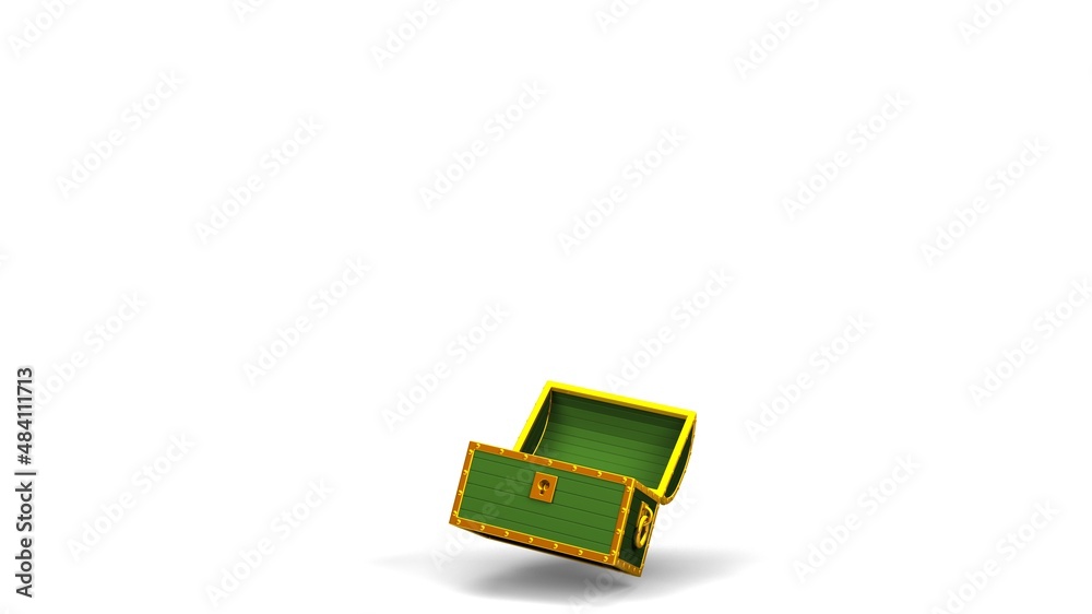 Green treasure chest on white copy space.
3D illustration for background. Green treasure chest on white copy space.
3D illustration for background.