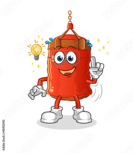 punching bag got an idea cartoon. mascot vector