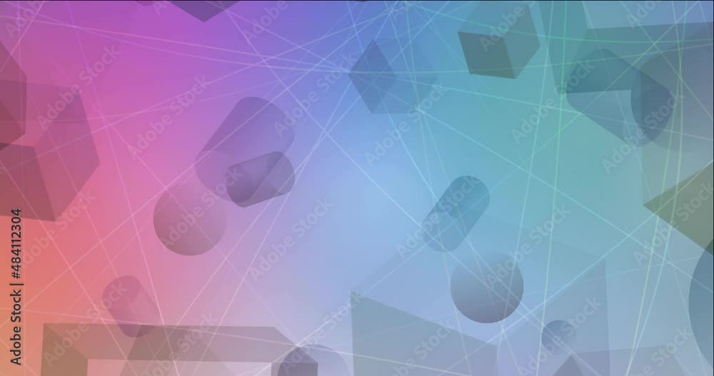 4K looping light multicolor footage in circles, rectangles, cylinders. Beautiful illustration with rectangles, circles and squares. Movie for a cell phone. 4096 x 2160, 30 fps.