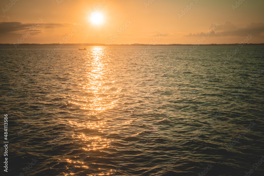 Naklejka premium Sunset Sunrise Summer Landscape. Beautiful Nature