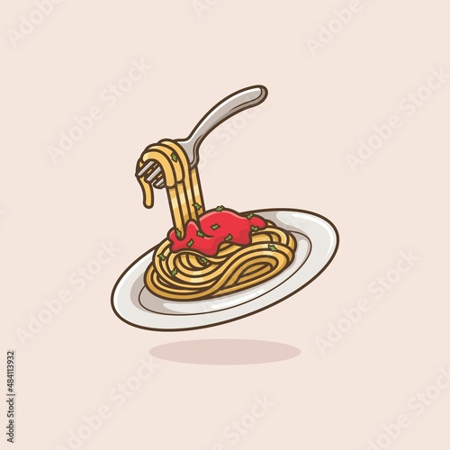 spaghetti cute cartoon. vector illustration for mascot logo or sticker