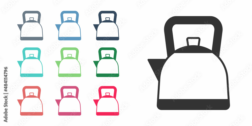 Black Kettle with handle icon isolated on white background. Teapot icon. Set icons colorful. Vector Black Kettle with handle icon isolated on white background. Teapot icon. Set icons colorful. Vector