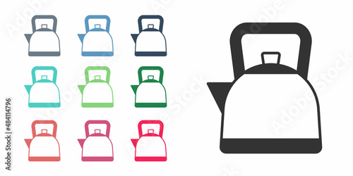 Black Kettle with handle icon isolated on white background. Teapot icon. Set icons colorful. Vector