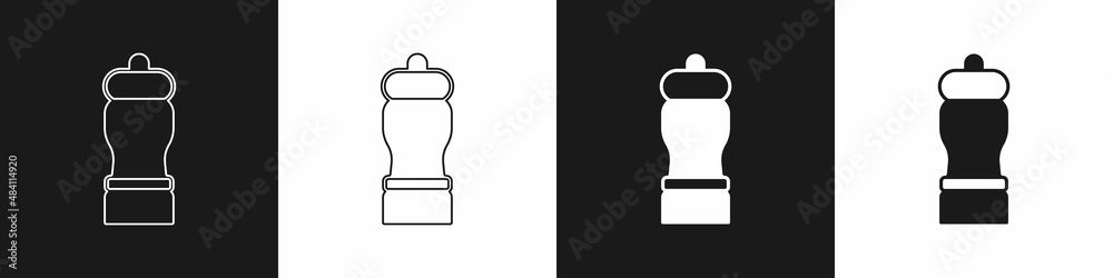 Set Pepper icon isolated on black and white background. Cooking spices. Vector Set Pepper icon isolated on black and white background. Cooking spices. Vector