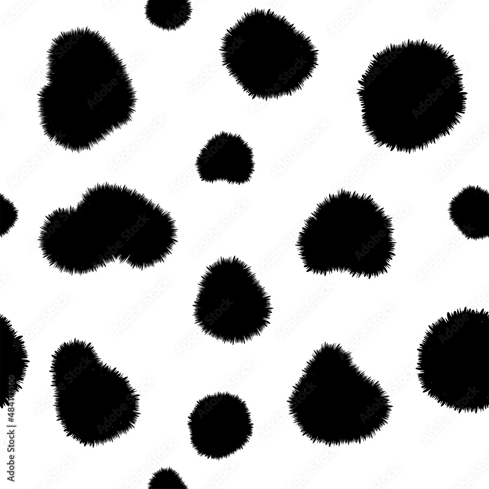 Dalmatian and cow spots seamless pattern. Animal skin background Dalmatian and cow spots seamless pattern. Animal skin background