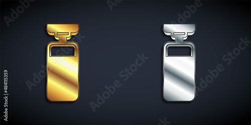 Gold and silver Punching bag icon isolated on black background. Long shadow style. Vector