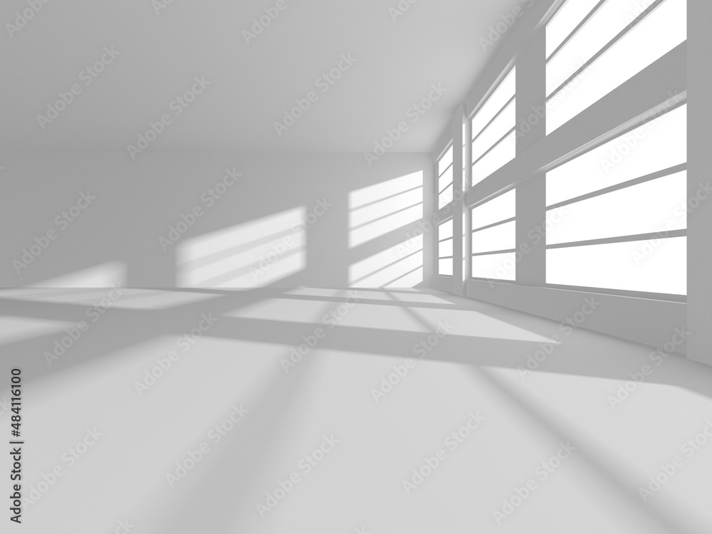 Fototapeta premium Illuminated corridor interior design. Empty Room Interior Background