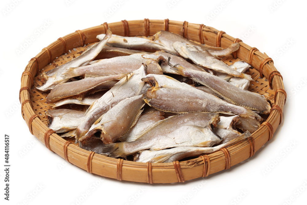 dried fishes isolated on white background