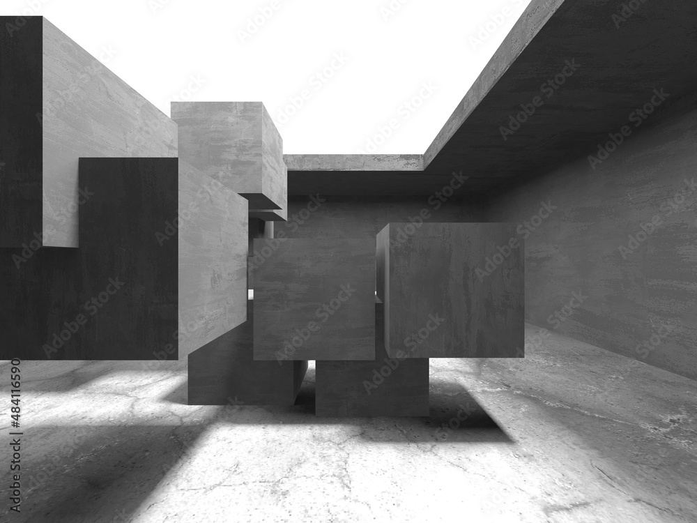 Dark Concrete Wall Architecture. Empty Room Dark Concrete Wall Architecture. Empty Room