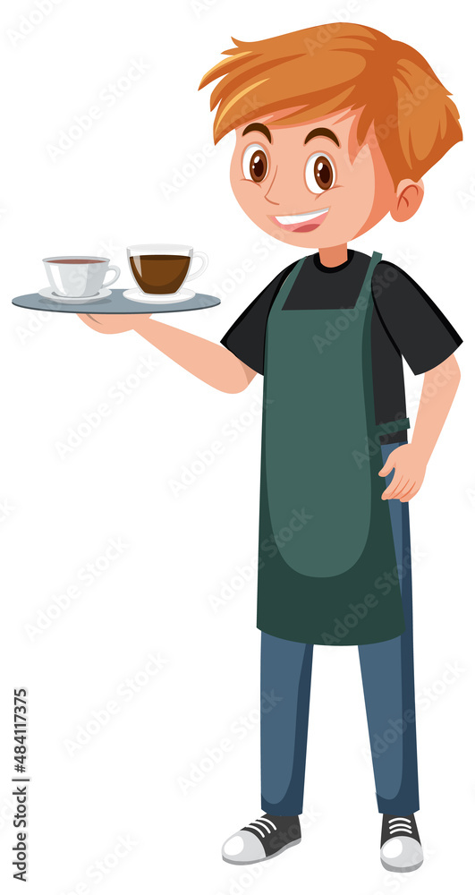 A coffee man cartoon character on white background A coffee man cartoon character on white background