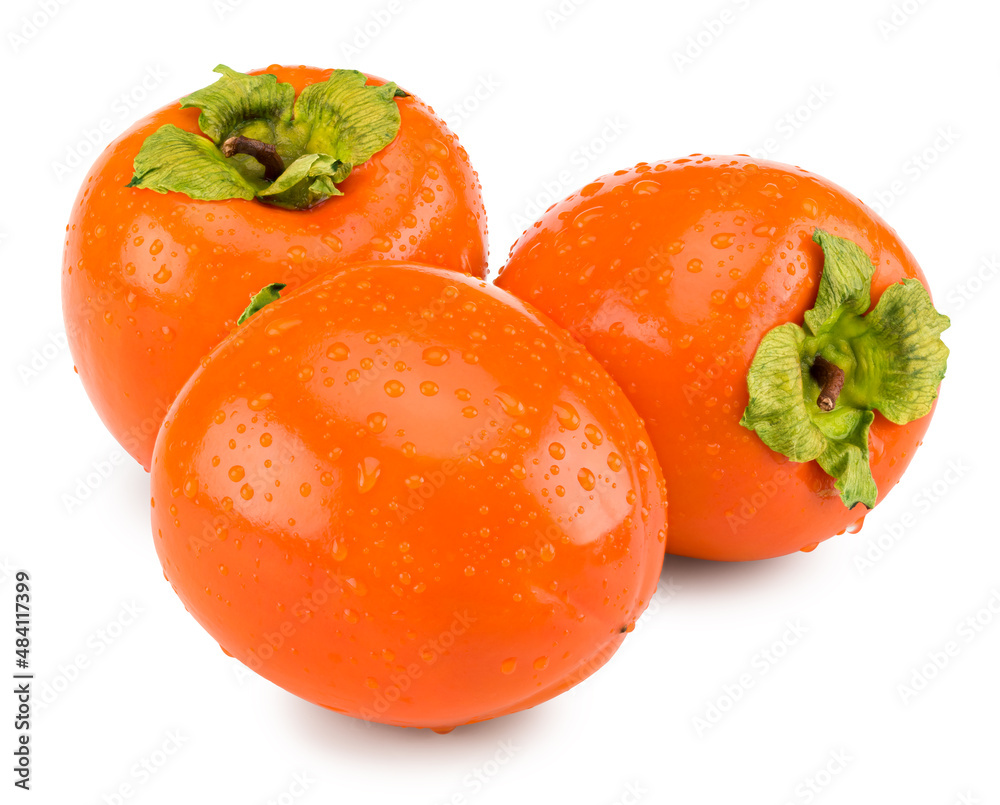 fresh ripe persimmons isolated on white background. clipping path fresh ripe persimmons isolated on white background. clipping path