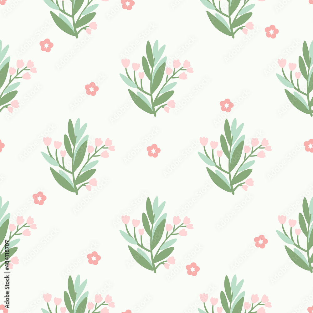 Cute pink flowers seamless pattern Cute pink flowers seamless pattern