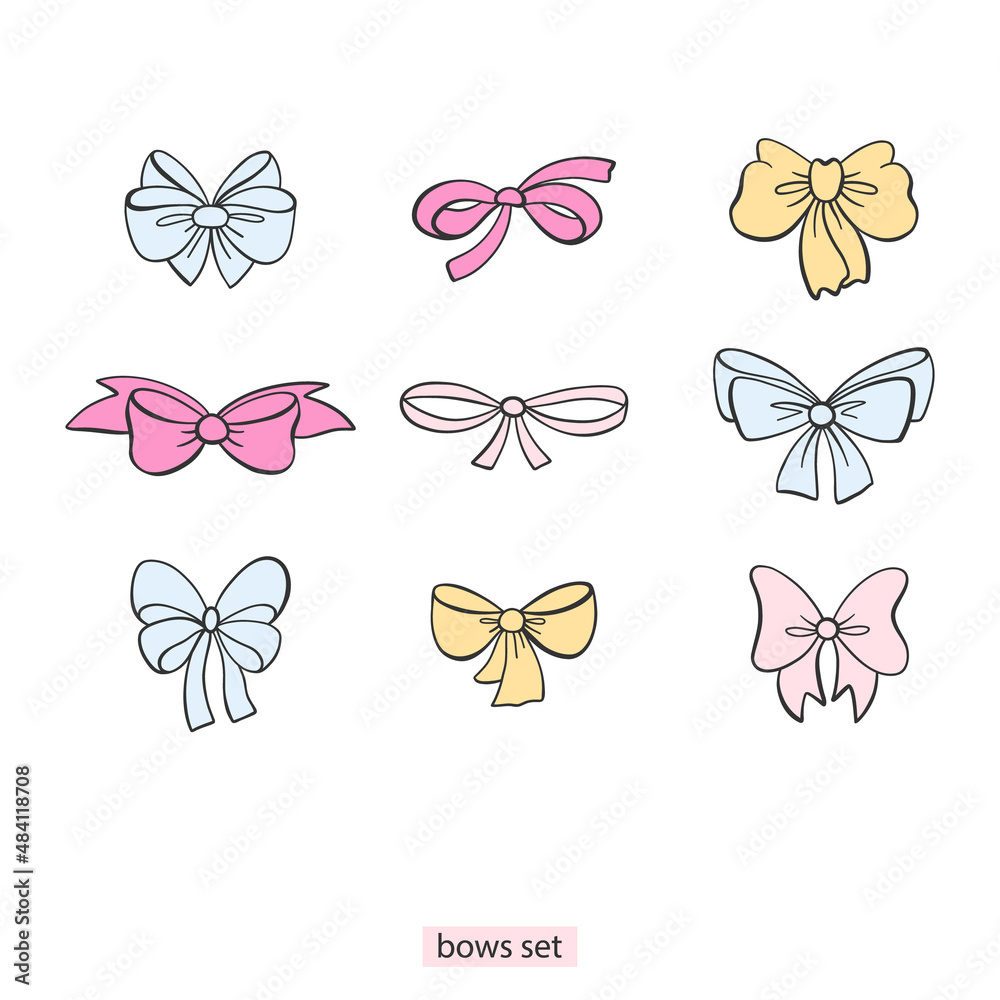 Set of different fabric bows Set of different fabric bows