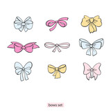 Set of different fabric bows
