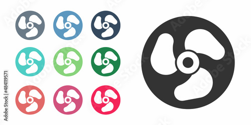 Black Outboard boat motor icon isolated on white background. Boat engine. Set icons colorful. Vector