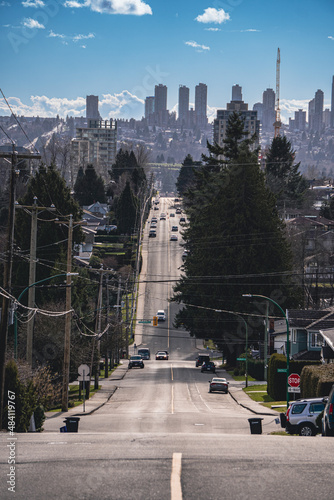 Long Street with Skyline and Blue Sky