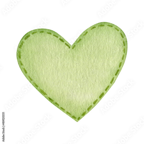 Watercolor illustration green heart st patrick's day.
