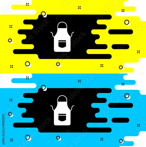 White Blacksmith apron icon isolated on black background. Protective clothing and tool worker. Vector