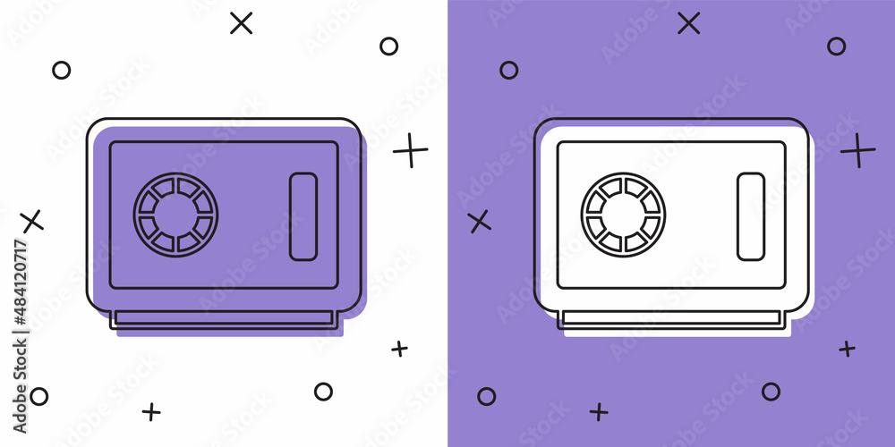 Set Safe icon isolated on white and purple background. The door safe a bank vault with a combination lock. Reliable Data Protection. Vector Set Safe icon isolated on white and purple background. The door safe a bank vault with a combination lock. Reliable Data Protection. Vector