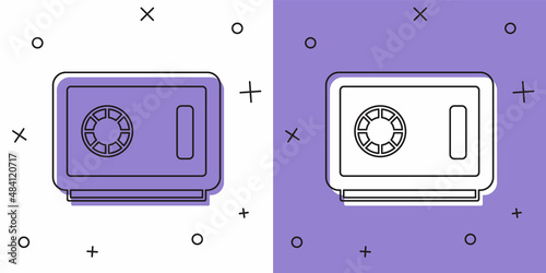Set Safe icon isolated on white and purple background. The door safe a bank vault with a combination lock. Reliable Data Protection. Vector