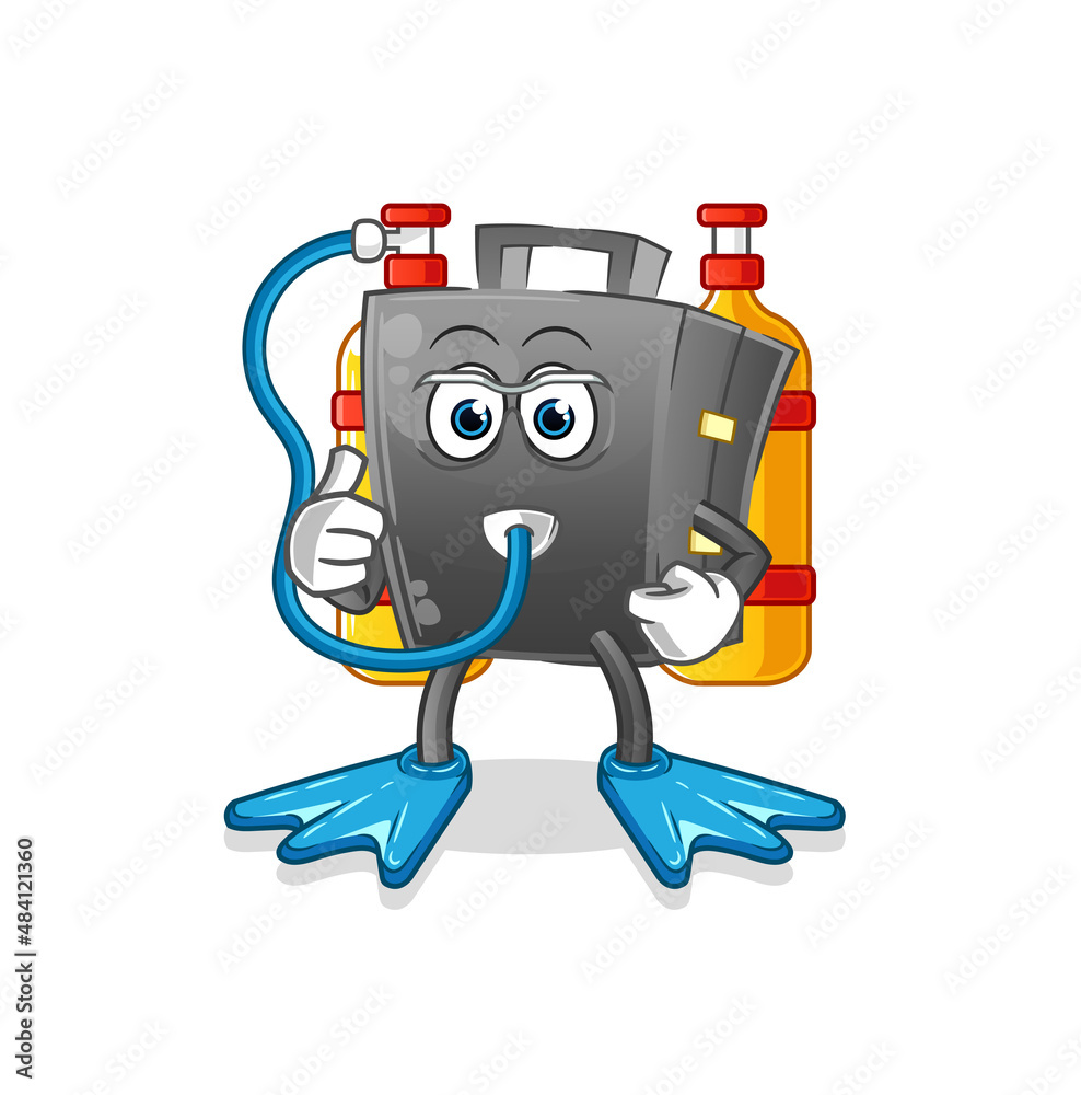 briefcase diver cartoon. cartoon mascot vector