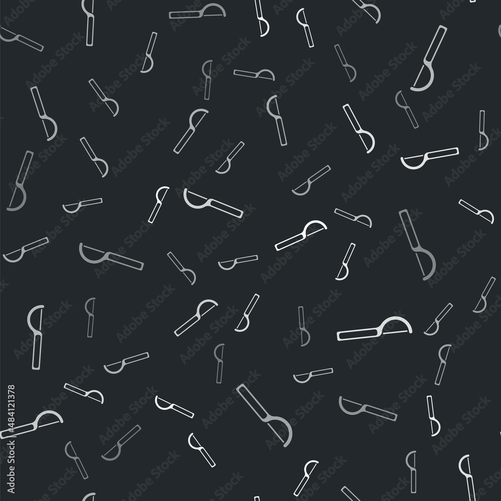 Grey Dental floss icon isolated seamless pattern on black background. Vector Grey Dental floss icon isolated seamless pattern on black background. Vector