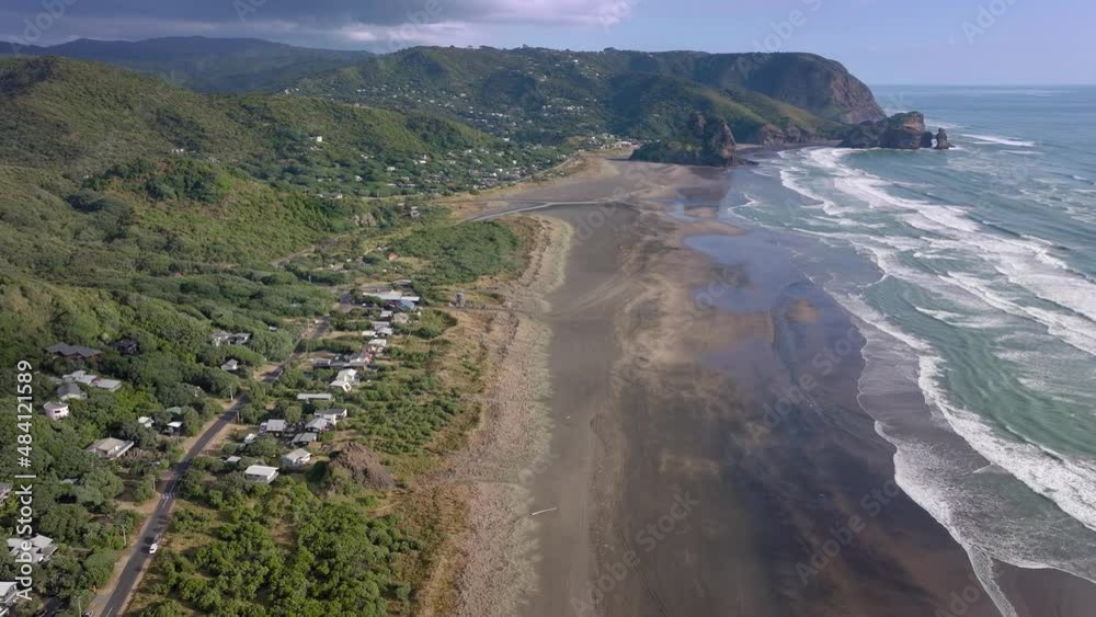 Aerial: Piha beach, New Zealand Aerial: Piha beach, New Zealand