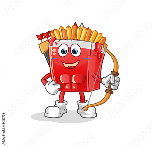 French fries native american tribe. cartoon mascot vector